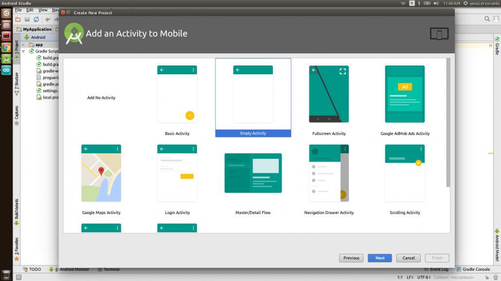 IoT-Ignite Project in Android Studio: Create New Project - Add an Activity to Mobile Window